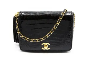 Chanel Vintage Black Alligator Rare Mini Flap Bag