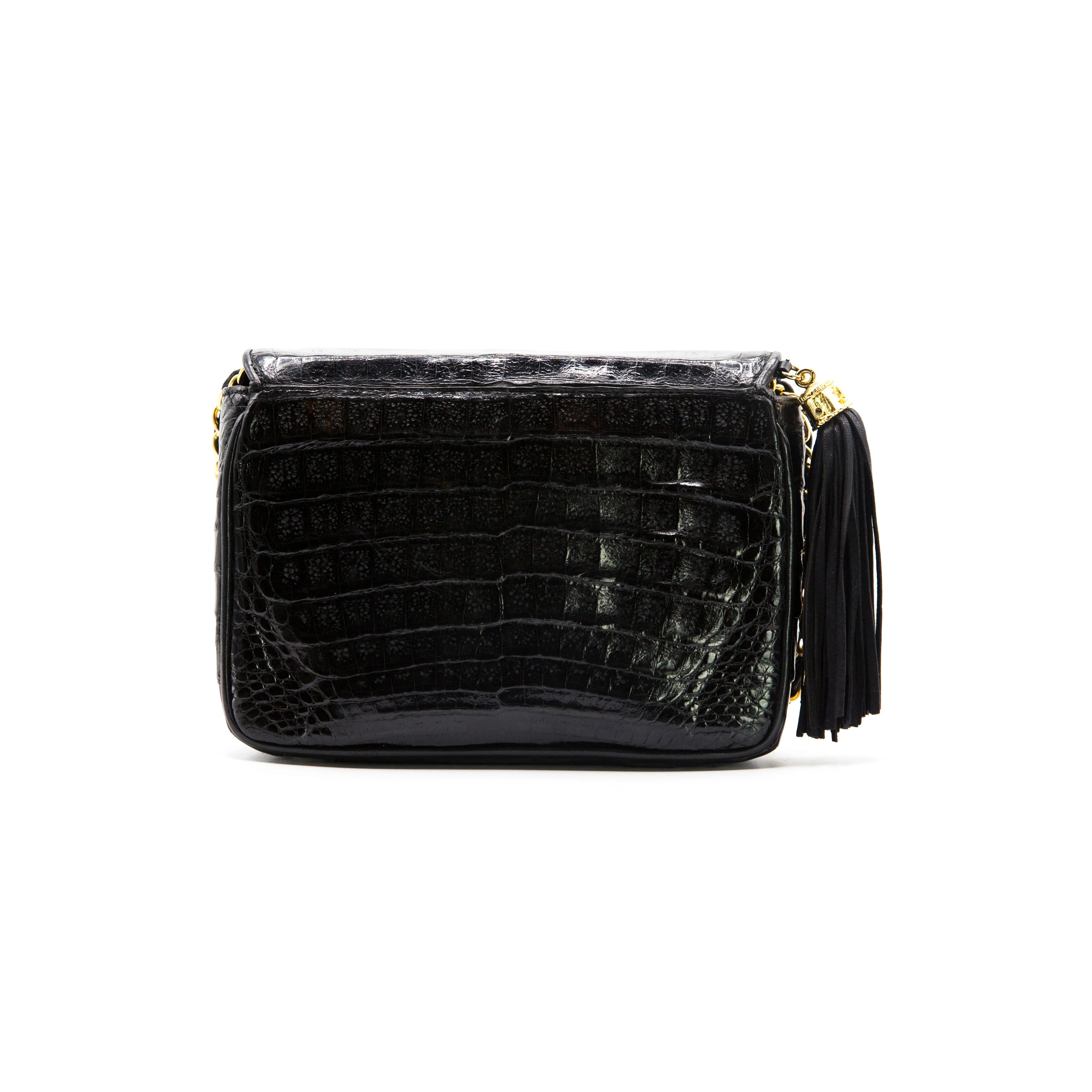 Chanel Vintage Black Alligator Rare Mini Flap Bag