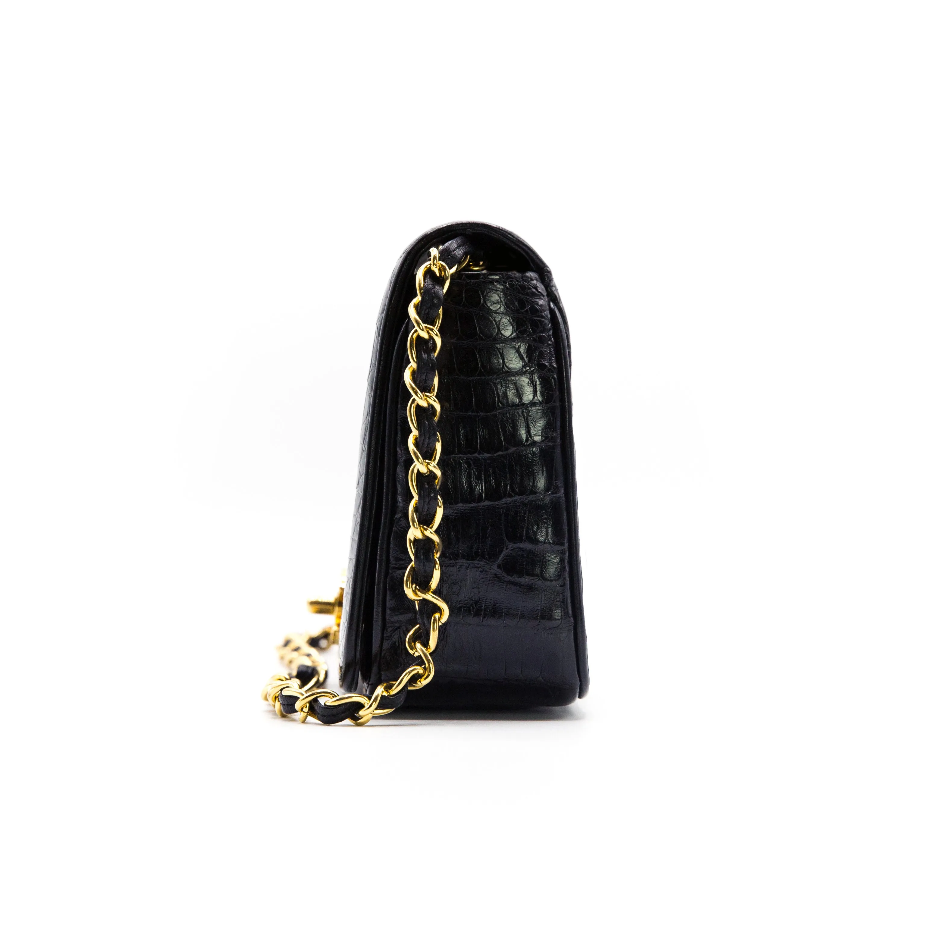 Chanel Vintage Black Alligator Rare Mini Flap Bag