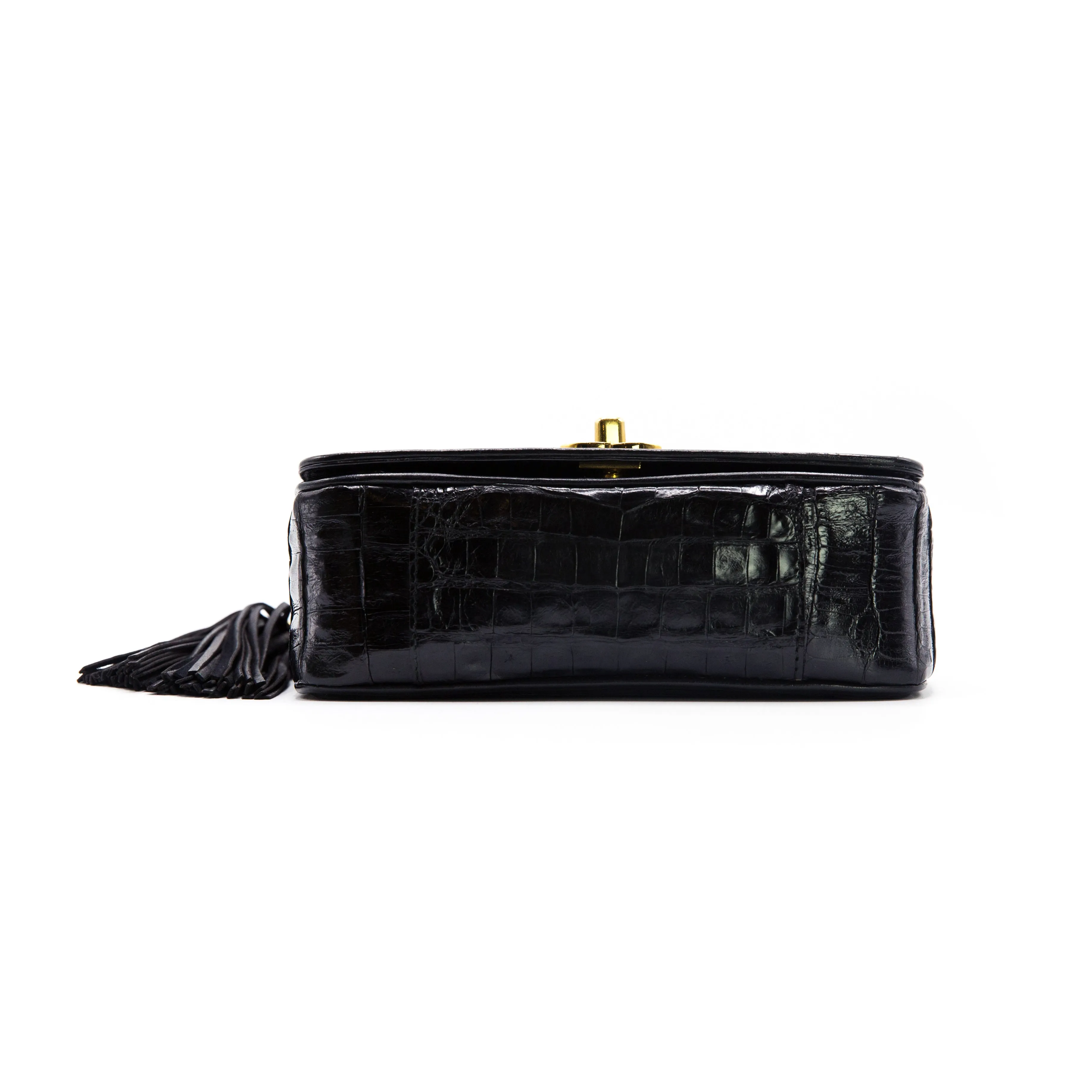 Chanel Vintage Black Alligator Rare Mini Flap Bag