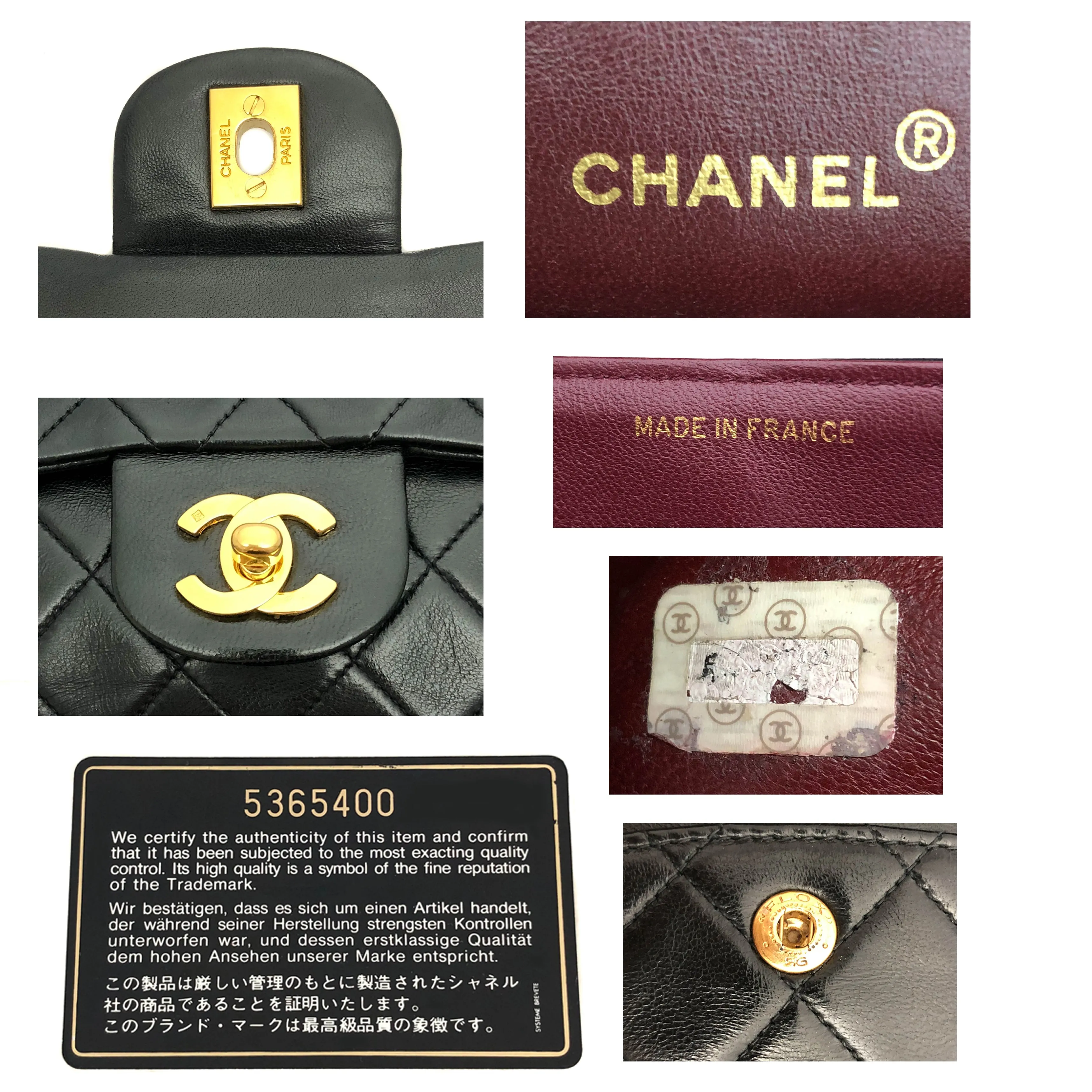 Chanel Vintage Black Lambskin Small Classic 2.55 9” Flap Bag