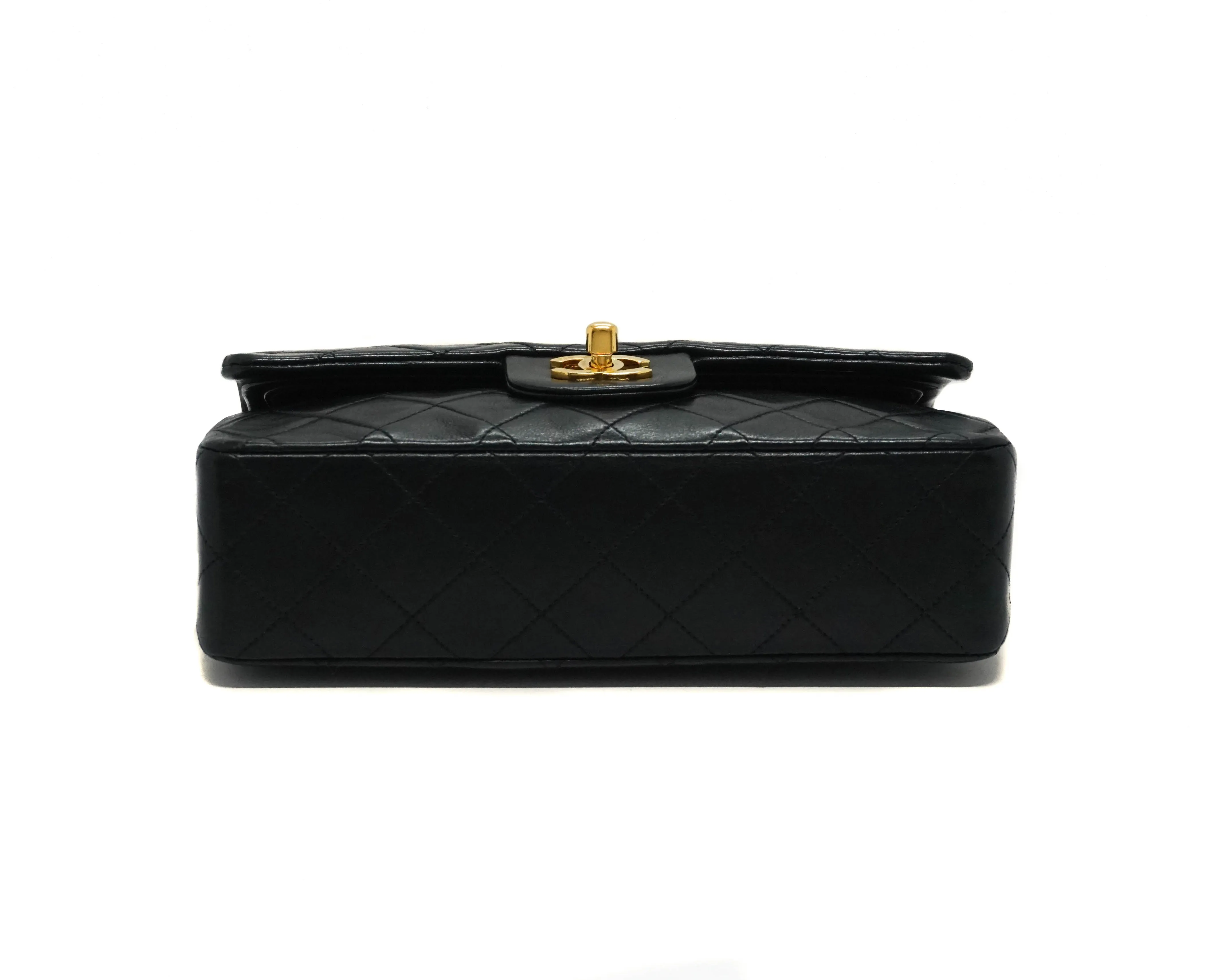 Chanel Vintage Black Lambskin Small Classic 2.55 9” Flap Bag