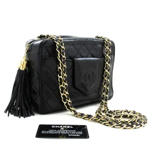 CHANEL Vintage Classic Chain Shoulder Bag Black Quilted Lambskin n17