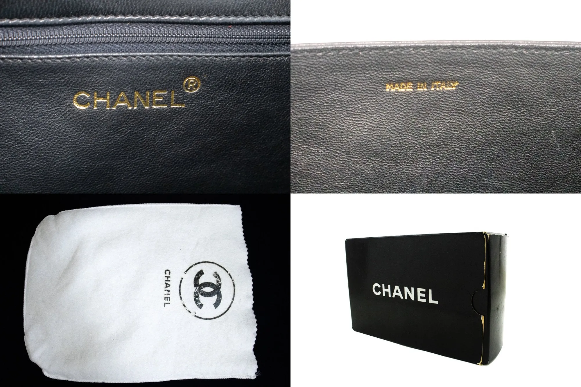 CHANEL Vintage Full Flap Chain Shoulder Bag Black Quilted Lambskin n23