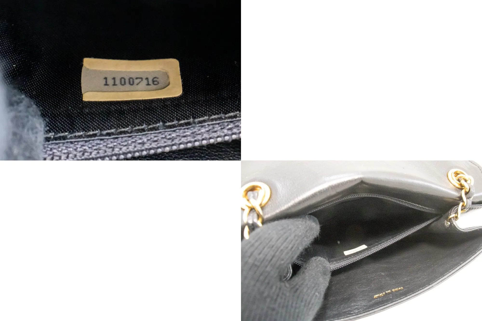 CHANEL Vintage Full Flap Chain Shoulder Bag Black Quilted Lambskin n23