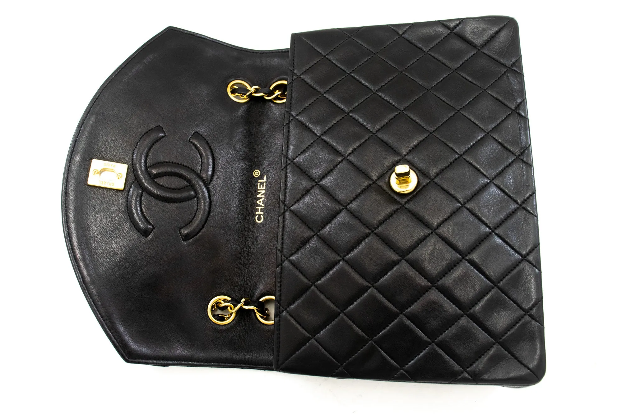 CHANEL Vintage Half Moon Chain Shoulder Bag Single Flap Quilted L32