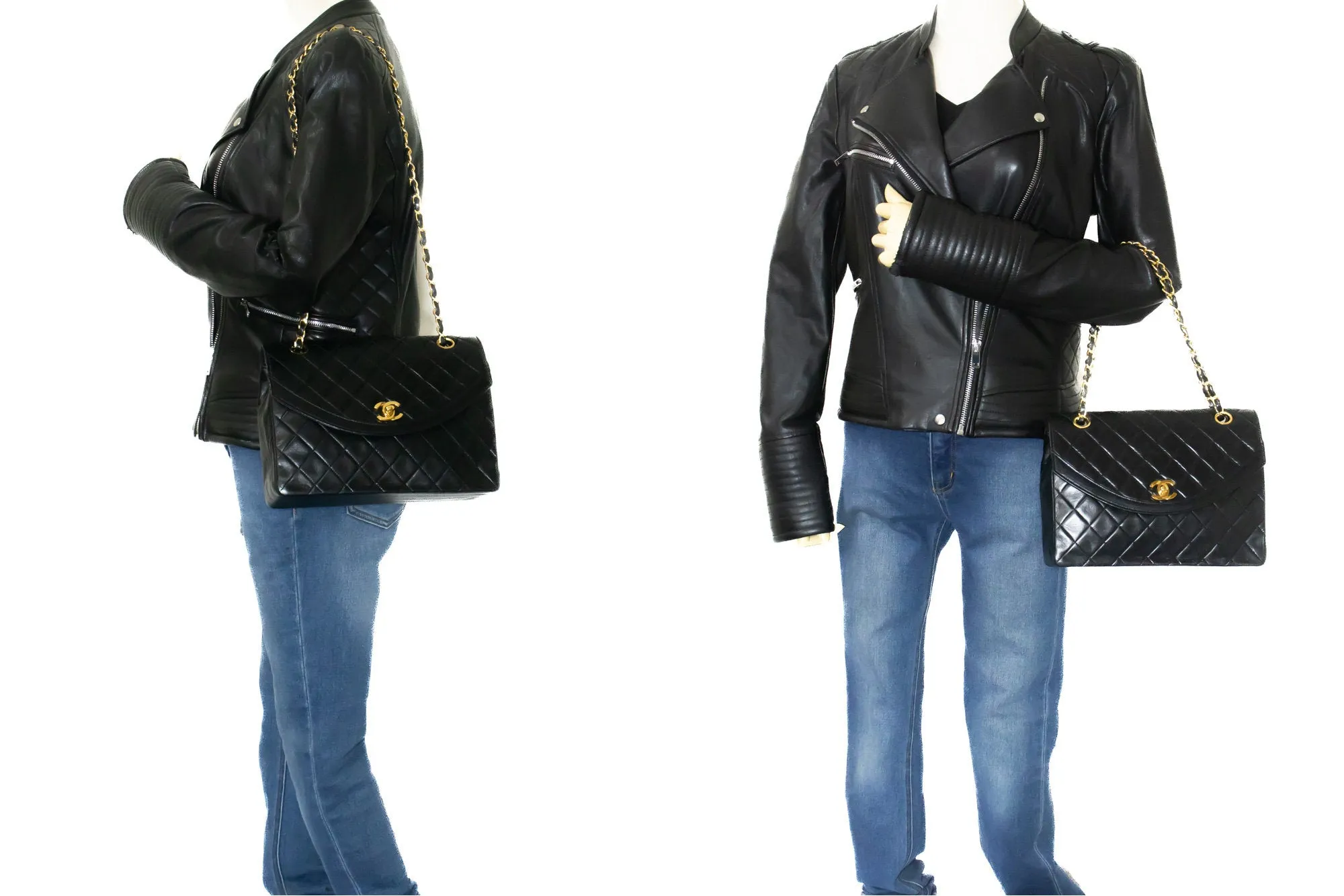 CHANEL Vintage Half Moon Chain Shoulder Bag Single Flap Quilted L32
