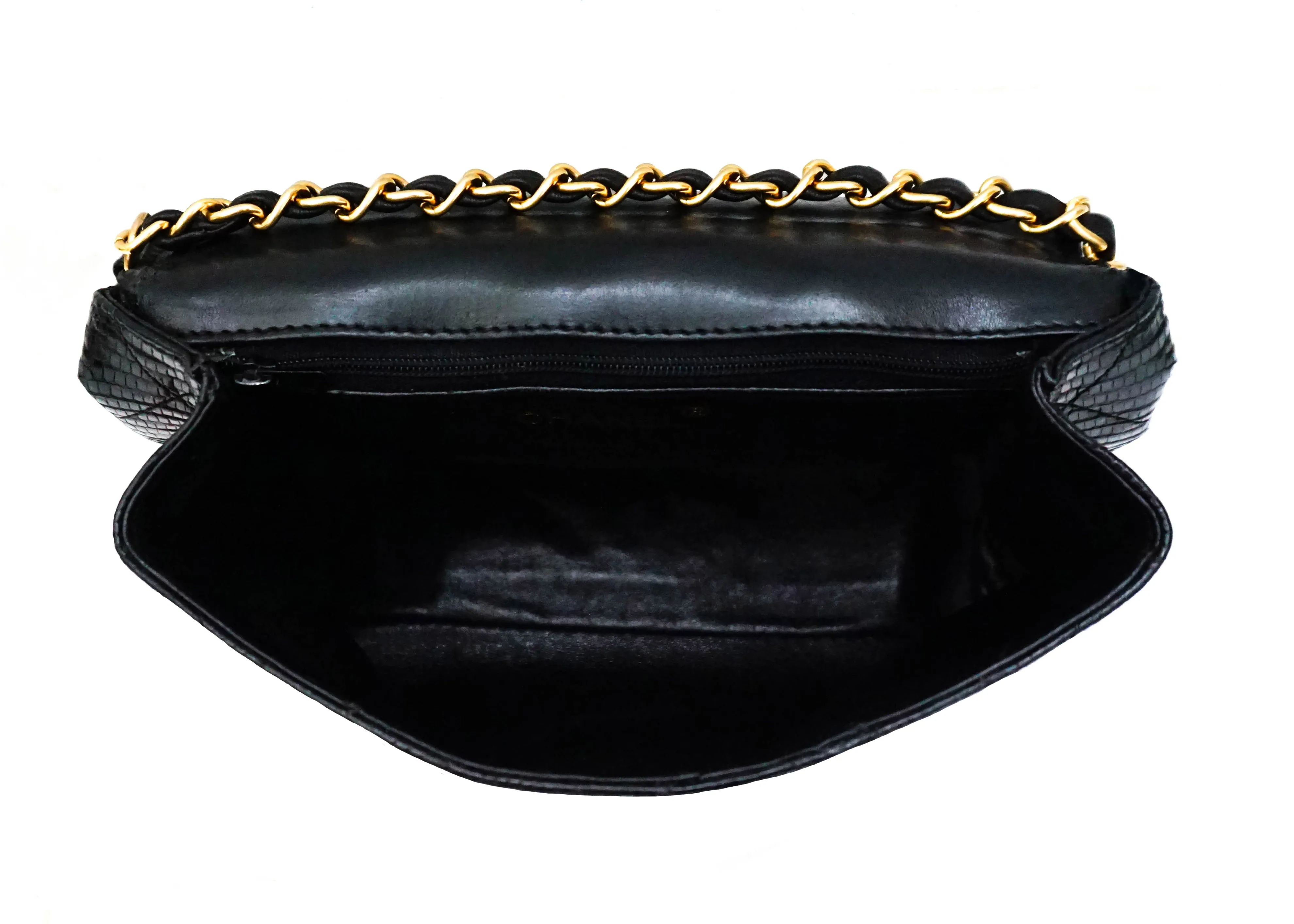 Chanel Vintage Rare Black Lizard Mini Flap Bag