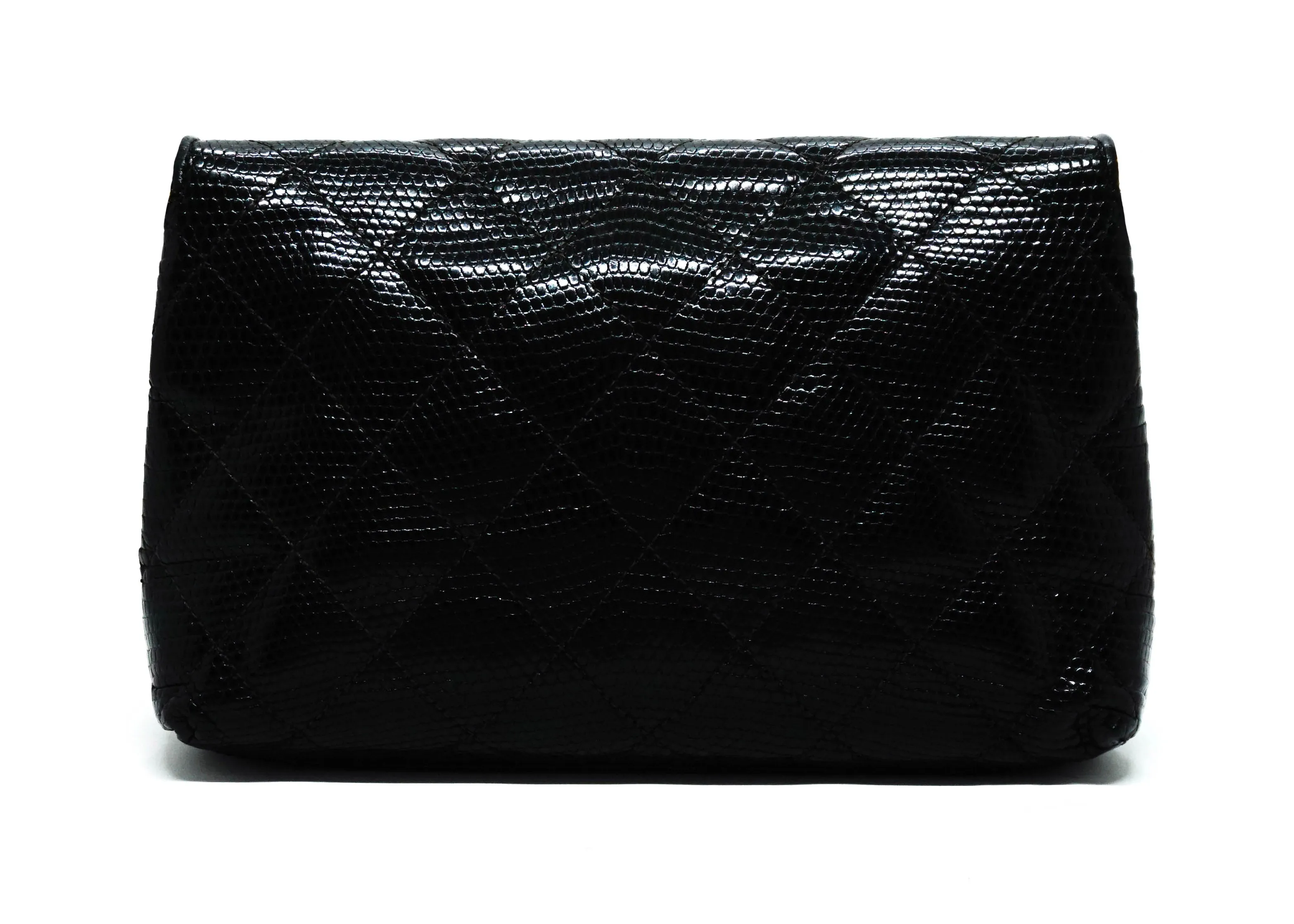 Chanel Vintage Rare Black Lizard Mini Flap Bag