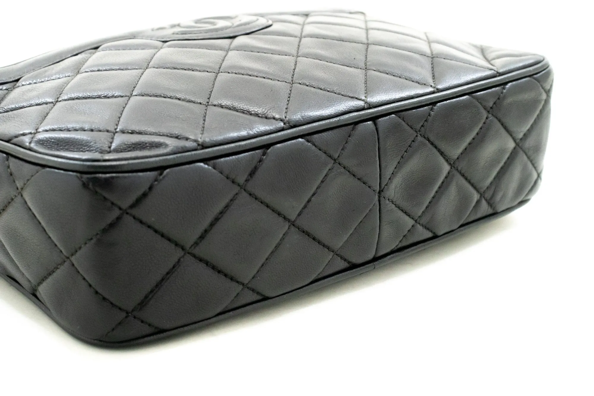 CHANEL Vintage Tassel Chain Shoulder Bag Black Quilted Zipper Lamb n19