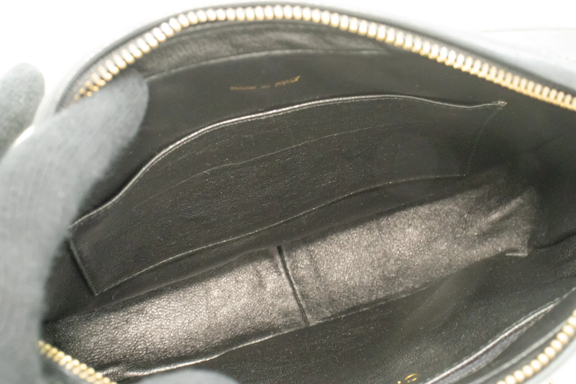 CHANEL Vintage Tassel Chain Shoulder Bag Black Quilted Zipper Lamb n19