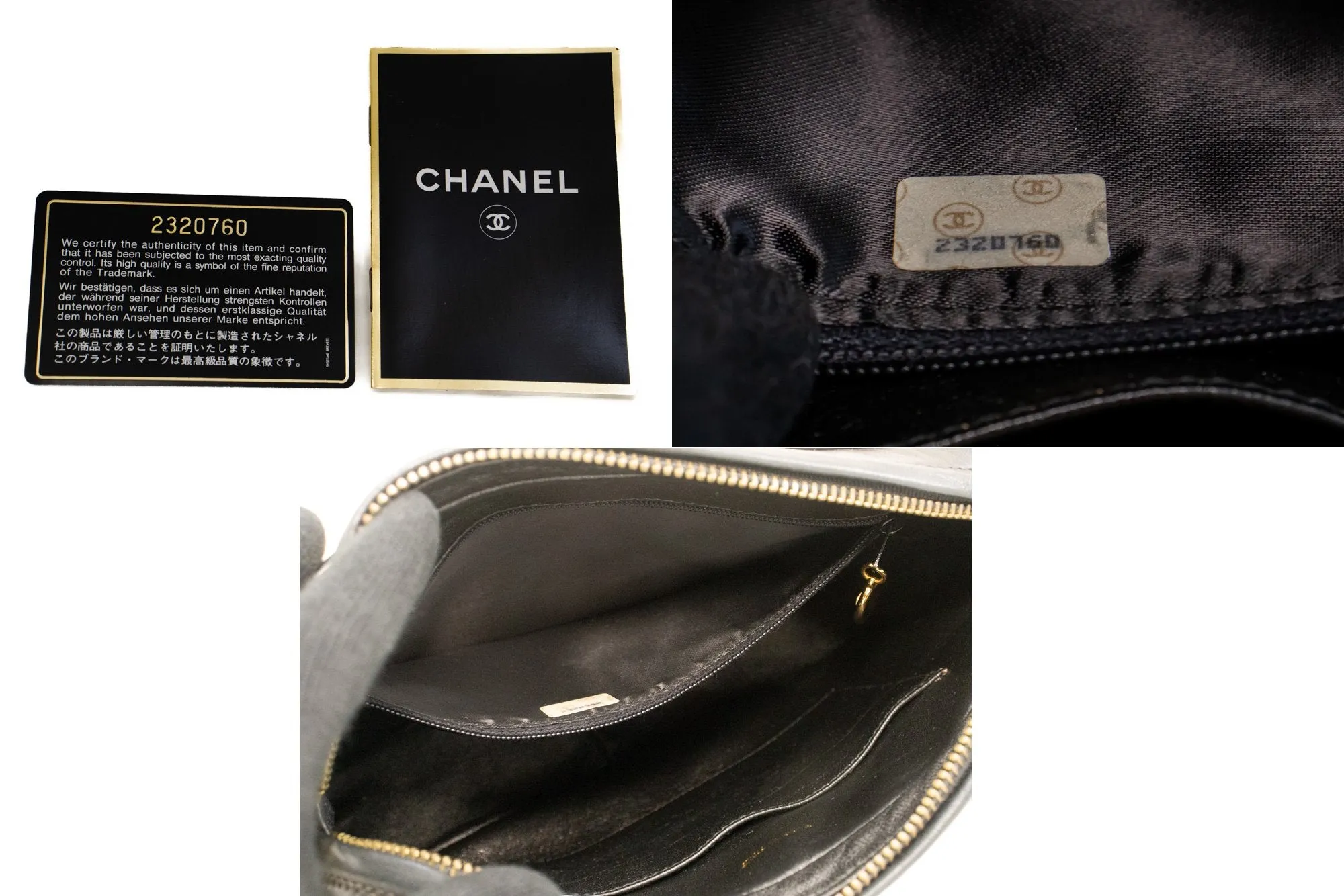 CHANEL Vintage Tassel Chain Shoulder Bag Black Quilted Zipper Lamb n19