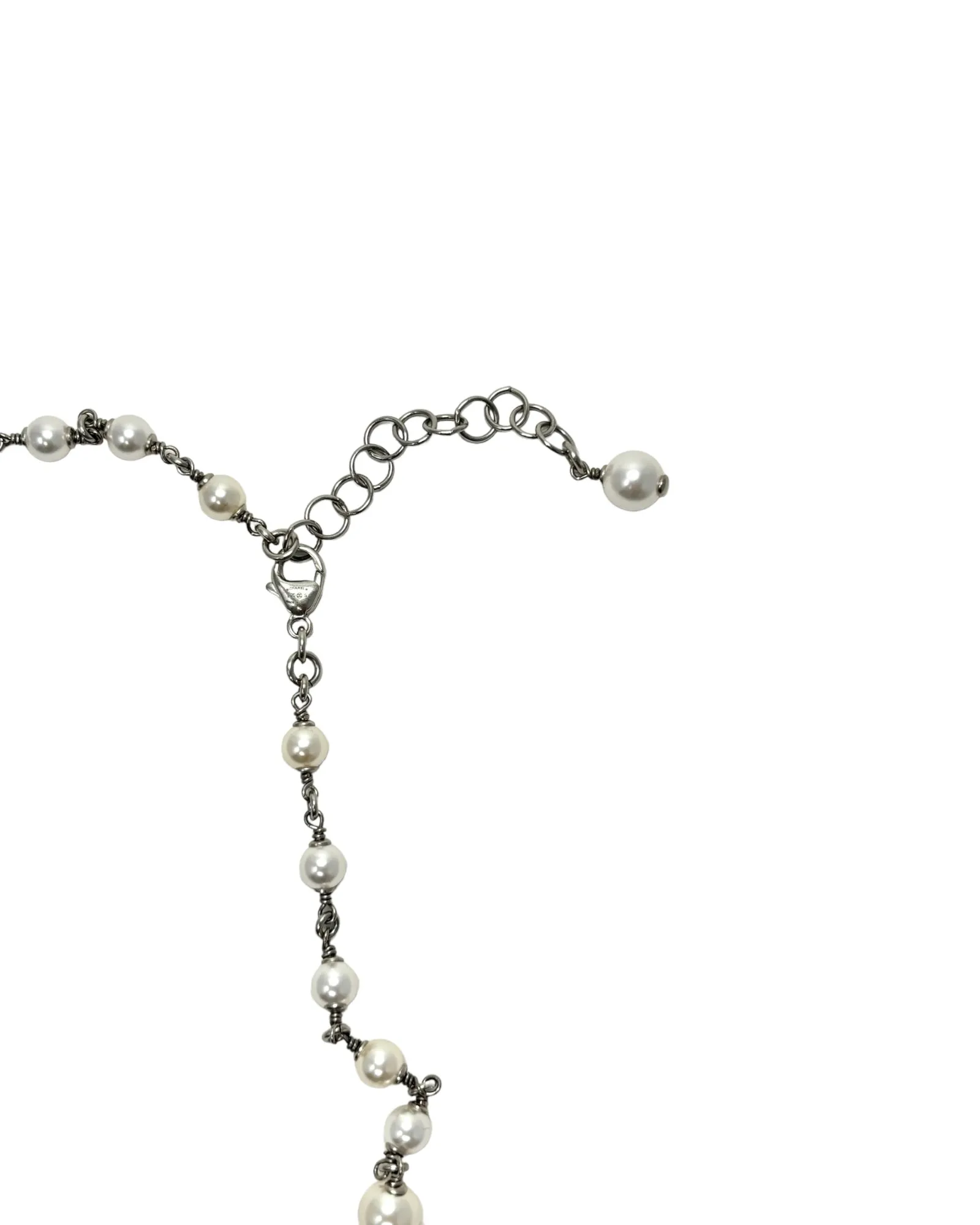 Chanel White Pearl Charm Necklace, SS20, OS