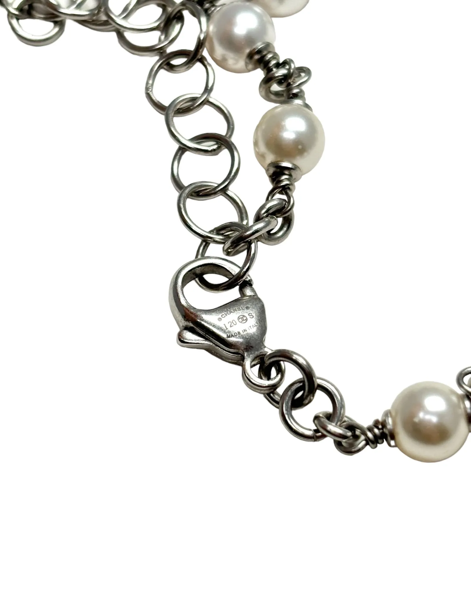 Chanel White Pearl Charm Necklace, SS20, OS