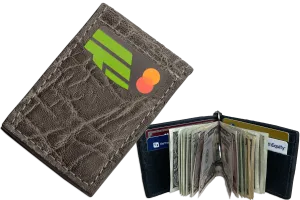 Charcoal Gray Elephant Bifold Slim Profile Wallet With Money Clip
