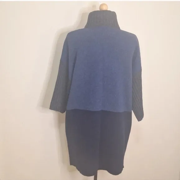Chiaramente wool blend color block wide sleeve long drop shoulder cardigan SZ L