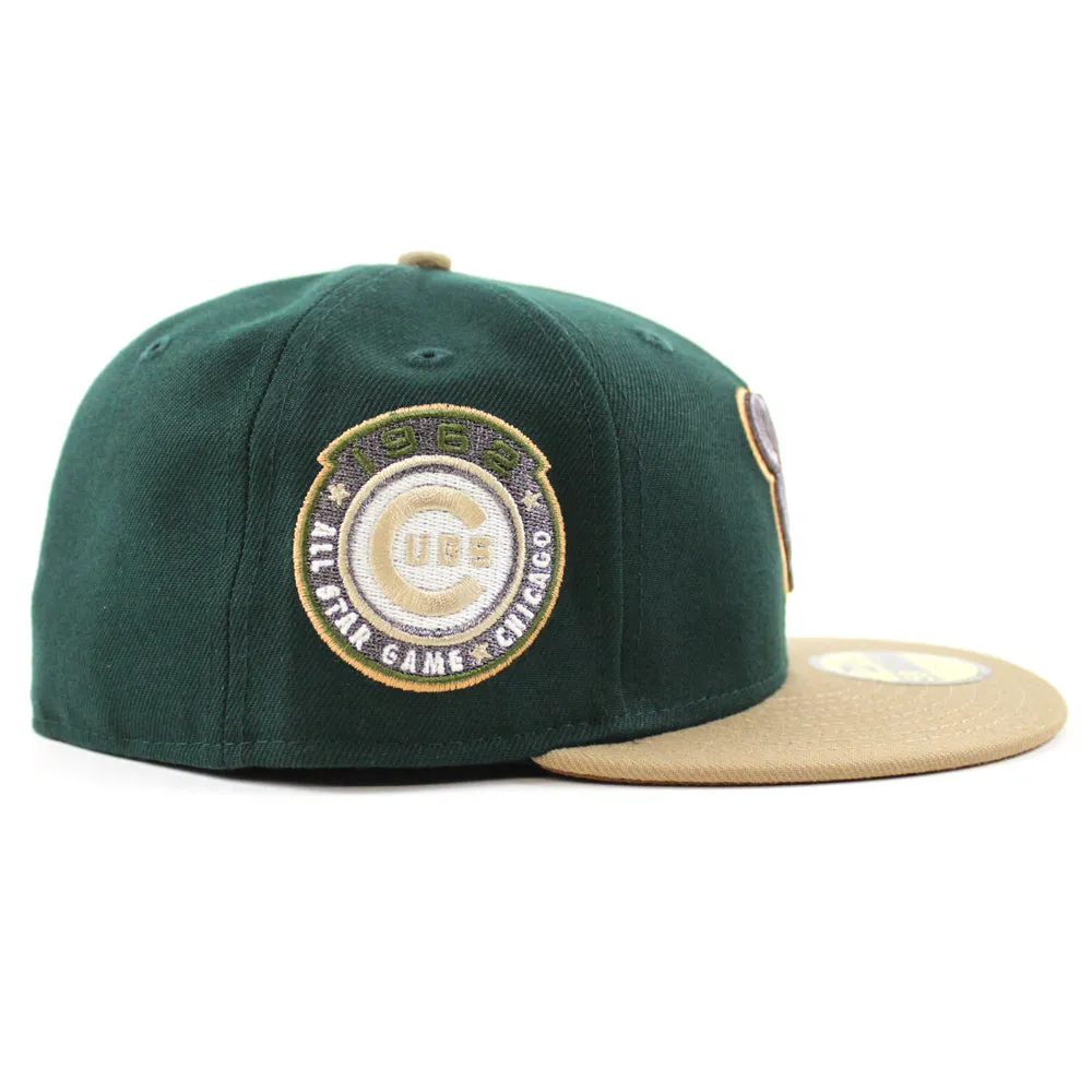 Chicago Cubs 1962 All Star Game New Era 59Fifty Fitted Hat (Dark Green Khaki Bronze Under brim)