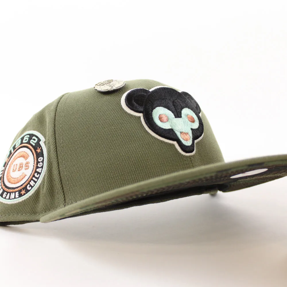 Chicago Cubs 1962 All Star Game New Era 59Fifty Fitted Hat (Zombie Pack Pack GITD Olive Camo Under Brim)