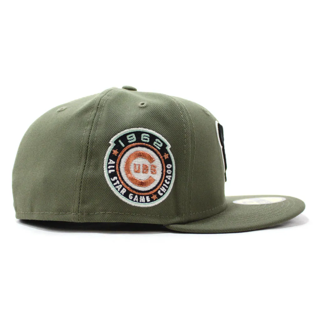 Chicago Cubs 1962 All Star Game New Era 59Fifty Fitted Hat (Zombie Pack Pack GITD Olive Camo Under Brim)