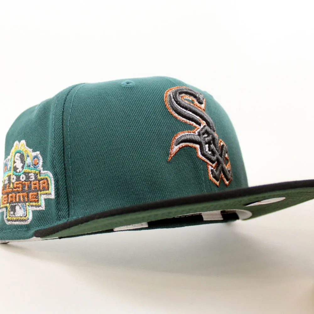 Chicago White Sox 2003 All Star Game New Era Fitted 59Fifty Hat (Pine Green Black Mountain Green Under Brim)