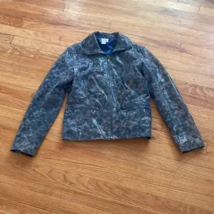 Chicos Snake Print Leather Blazer
