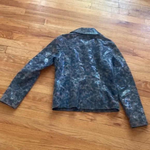 Chicos Snake Print Leather Blazer