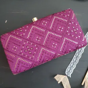 Chikankari clutch purple