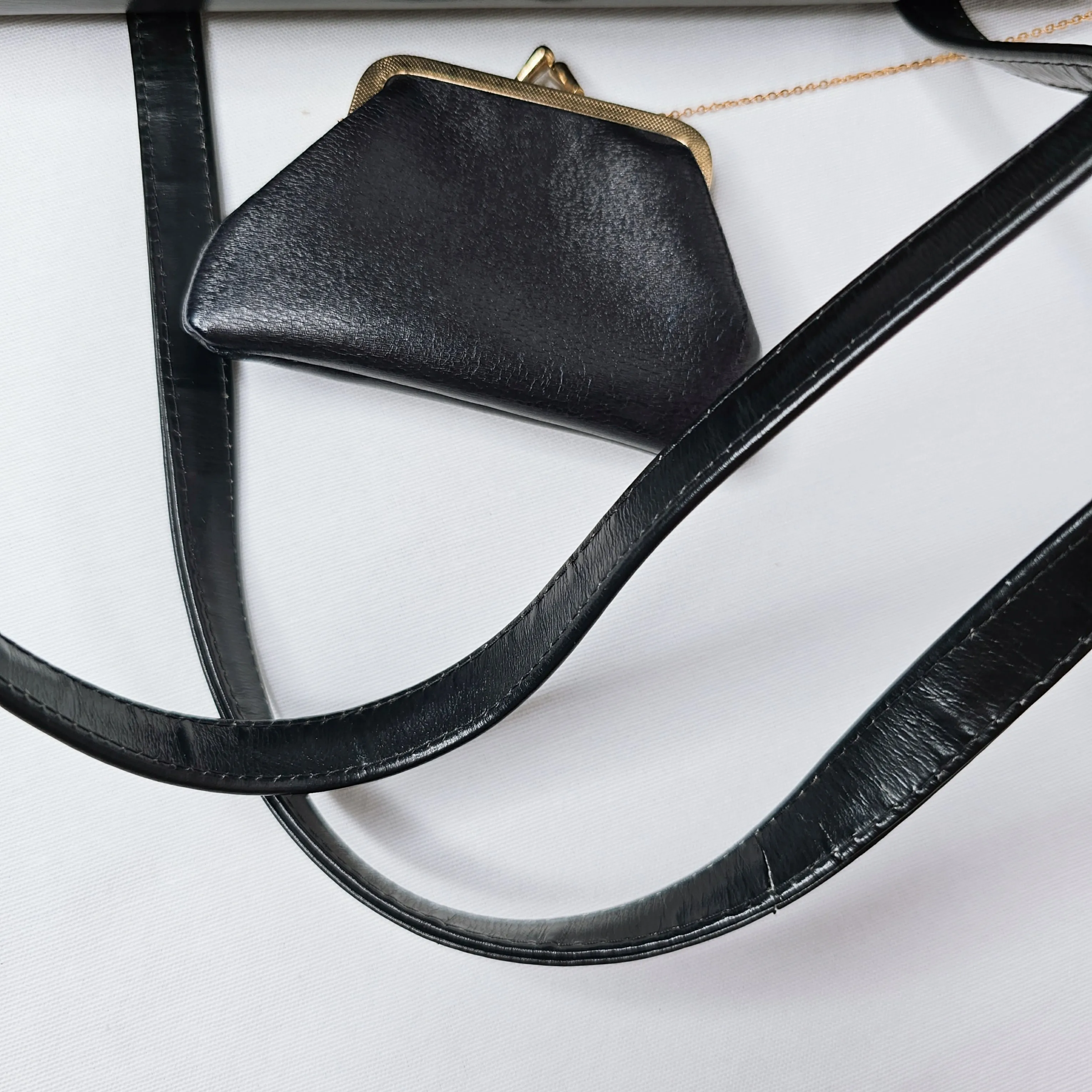 Christian Dior Black Leather Shoulder Flap Bag with Coin Purse