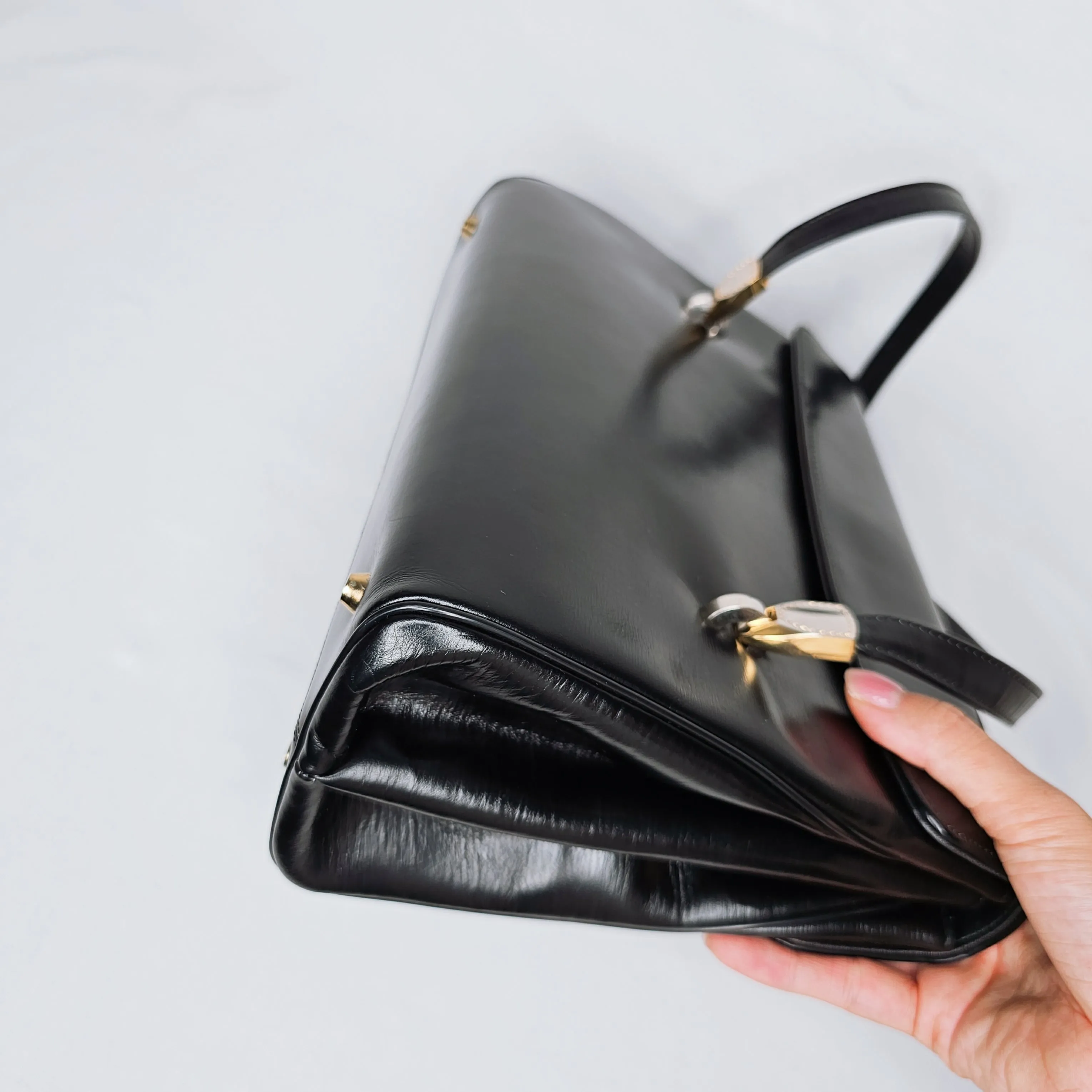 Christian Dior Black Leather Shoulder Flap Bag with Coin Purse