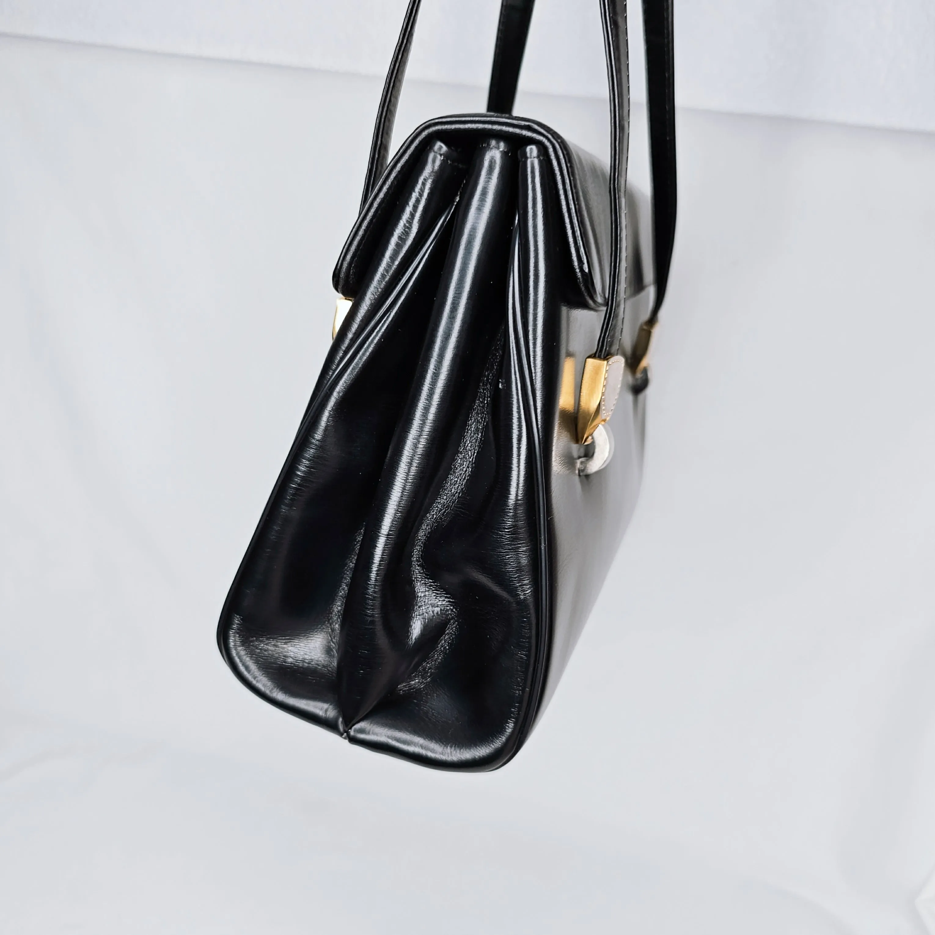 Christian Dior Black Leather Shoulder Flap Bag with Coin Purse