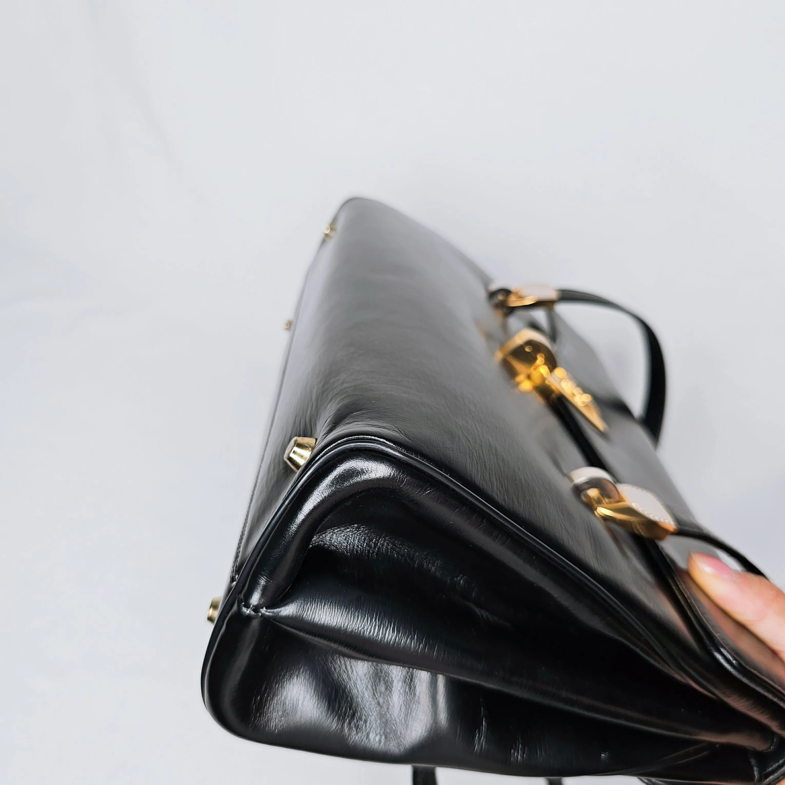 Christian Dior Black Leather Shoulder Flap Bag with Coin Purse