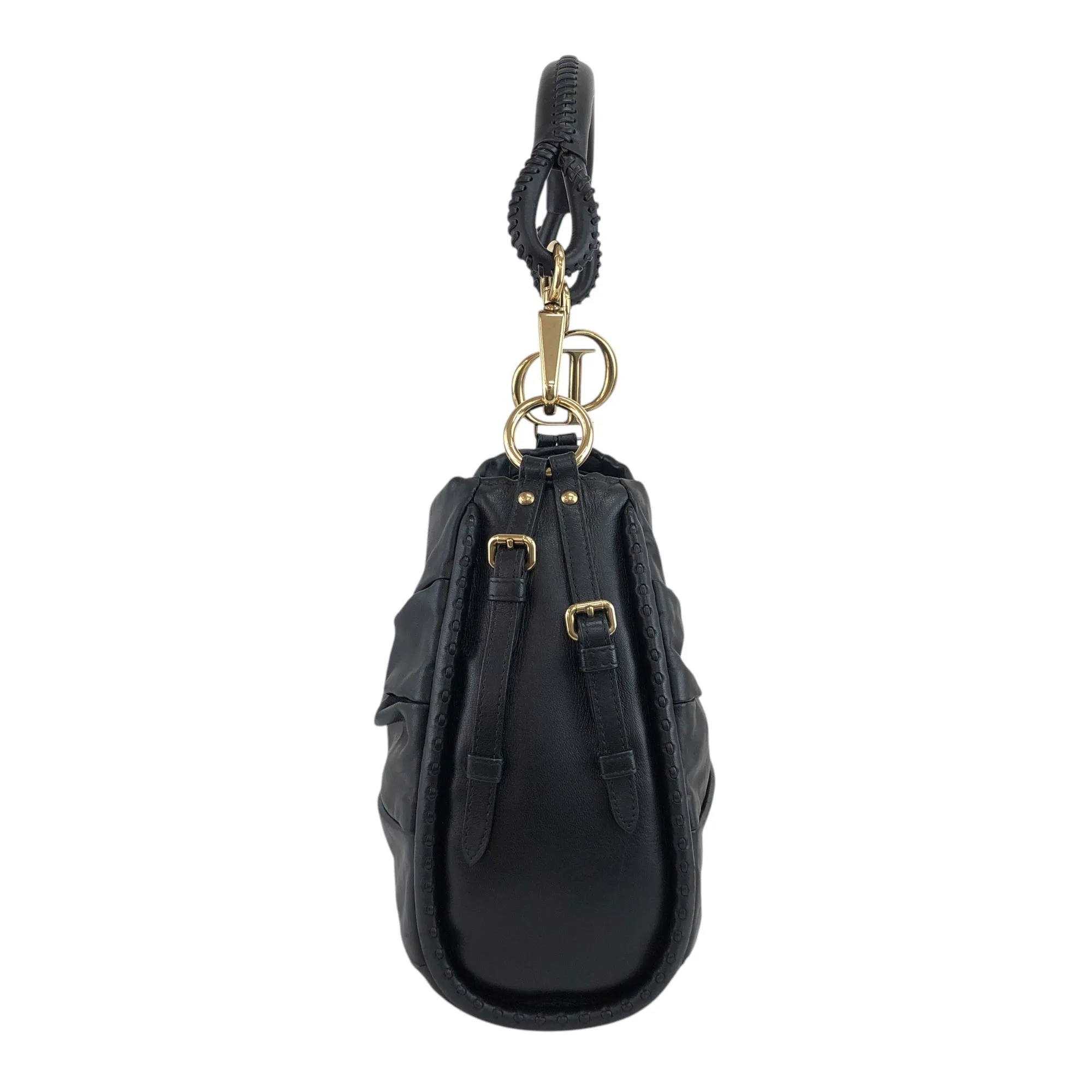 Christian Dior CD Logo Motif Shoulder bag Black Vintage t8bvsc