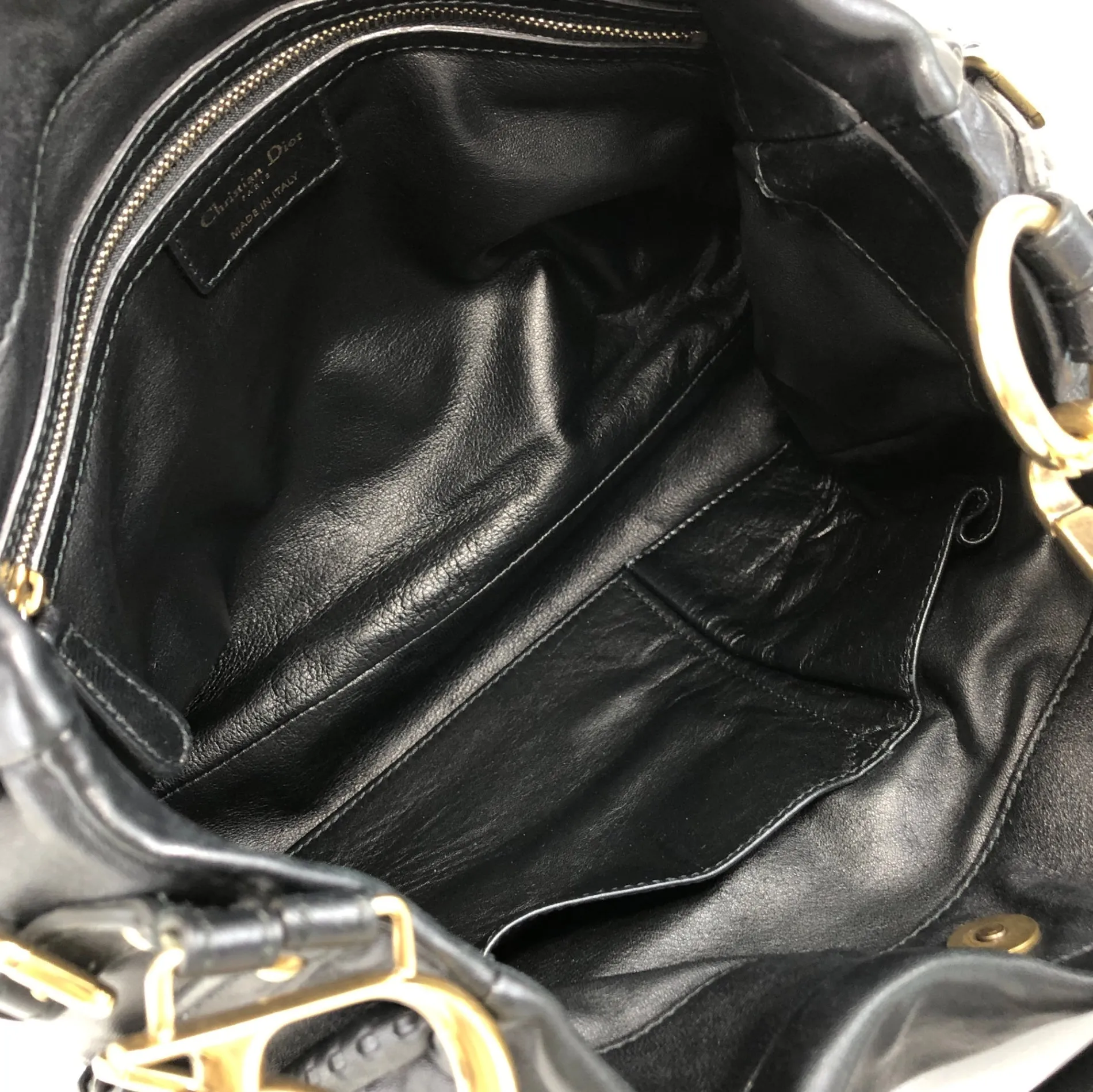 Christian Dior CD Logo Motif Shoulder bag Black Vintage t8bvsc