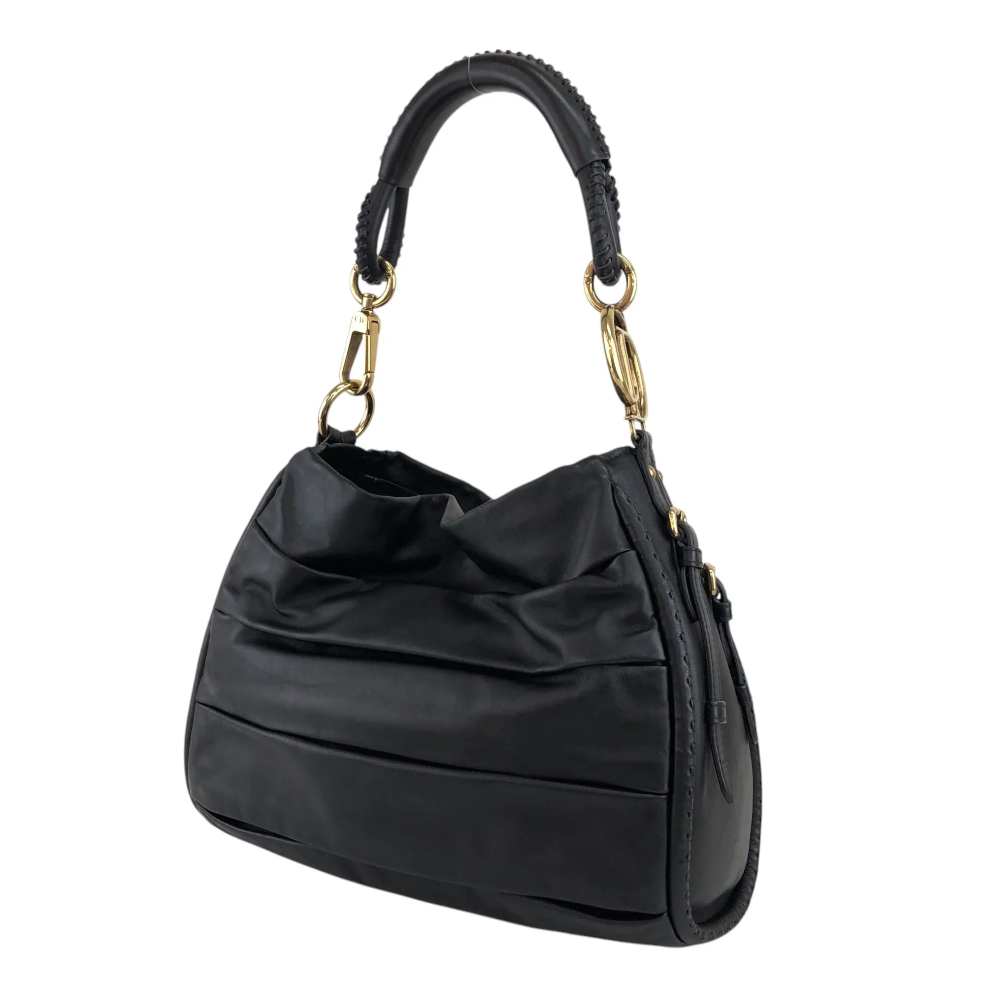 Christian Dior CD Logo Motif Shoulder bag Black Vintage t8bvsc