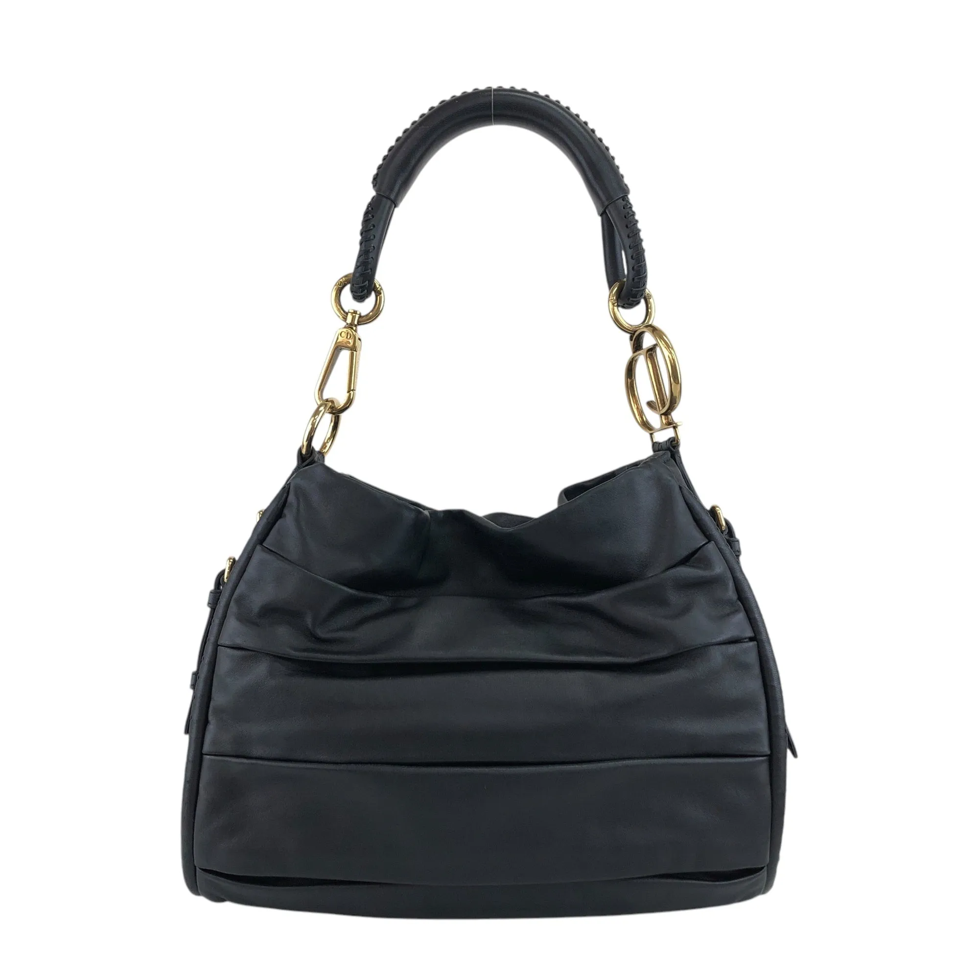 Christian Dior CD Logo Motif Shoulder bag Black Vintage t8bvsc