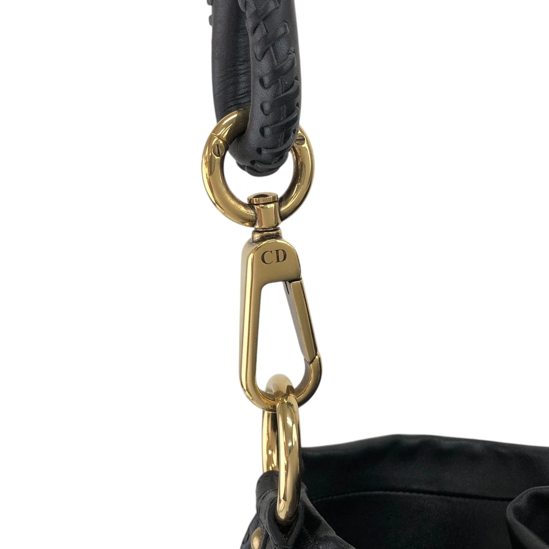 Christian Dior CD Logo Motif Shoulder bag Black Vintage t8bvsc
