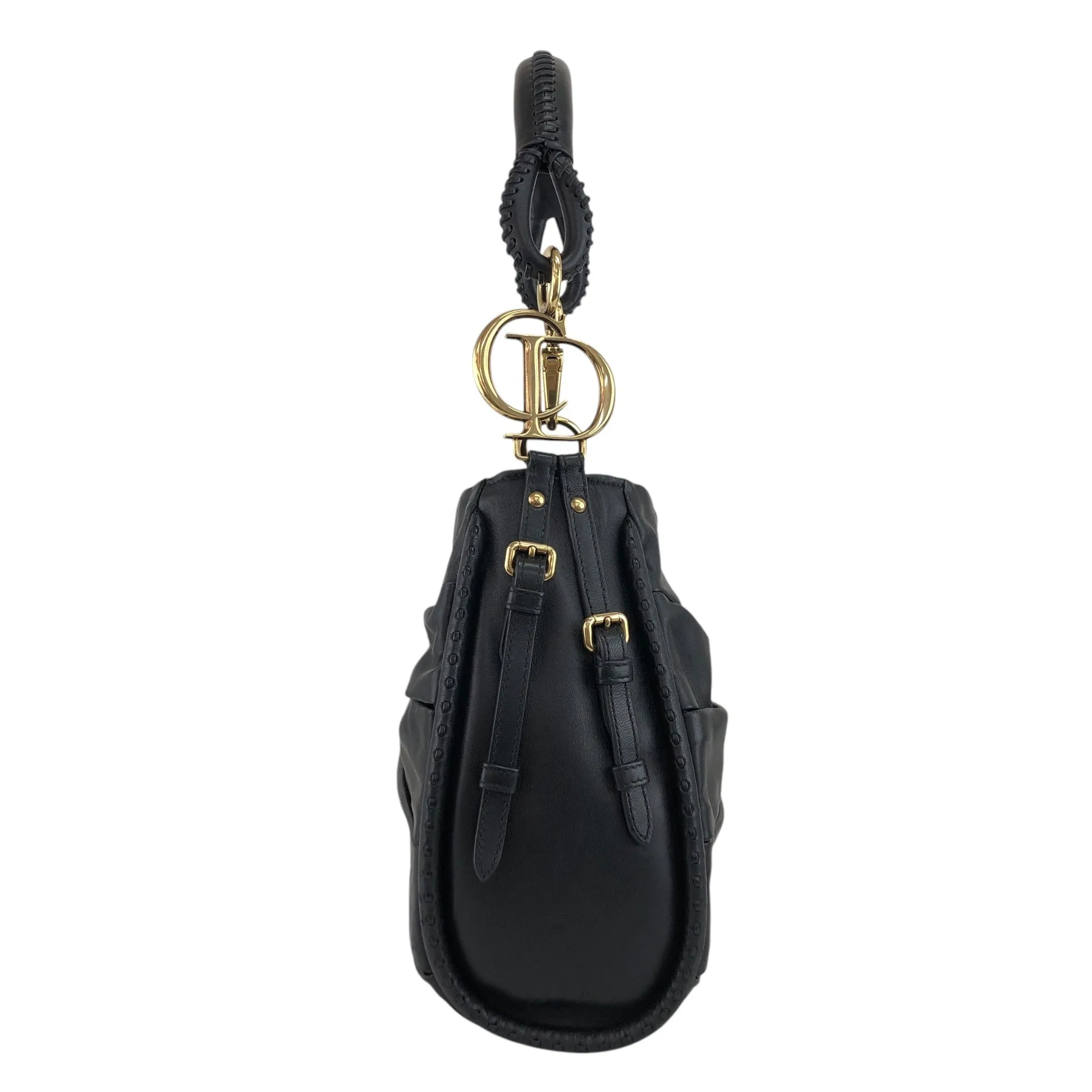 Christian Dior CD Logo Motif Shoulder bag Black Vintage t8bvsc