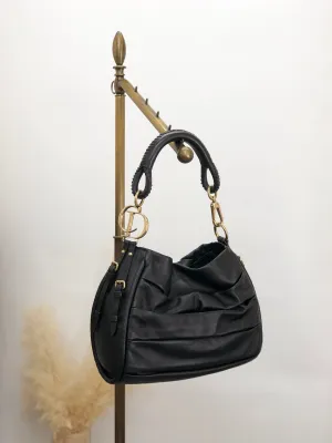 Christian Dior CD Logo Motif Shoulder bag Black Vintage t8bvsc