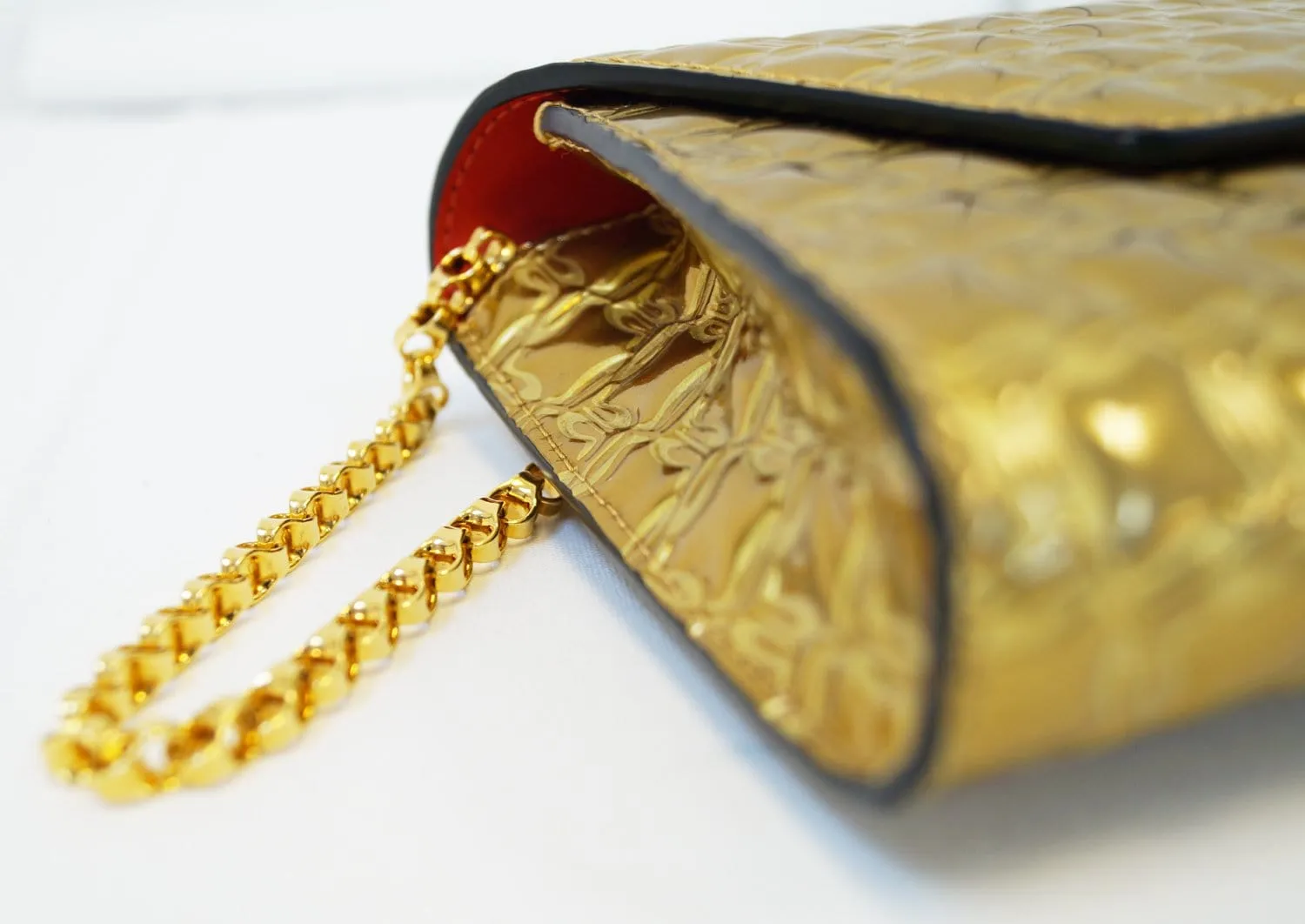CHRISTIAN LOUBOUTIN Vero Dodat Gold Quilted Clutch Shoulder Bag