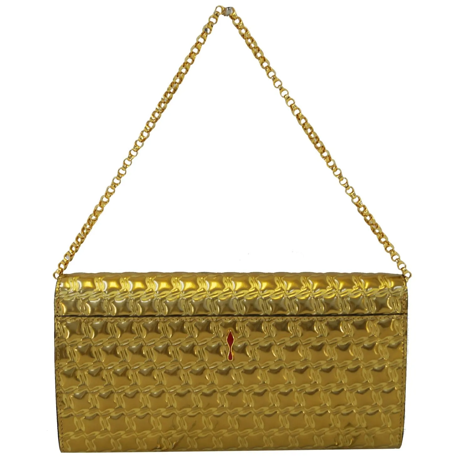 CHRISTIAN LOUBOUTIN Vero Dodat Gold Quilted Clutch Shoulder Bag