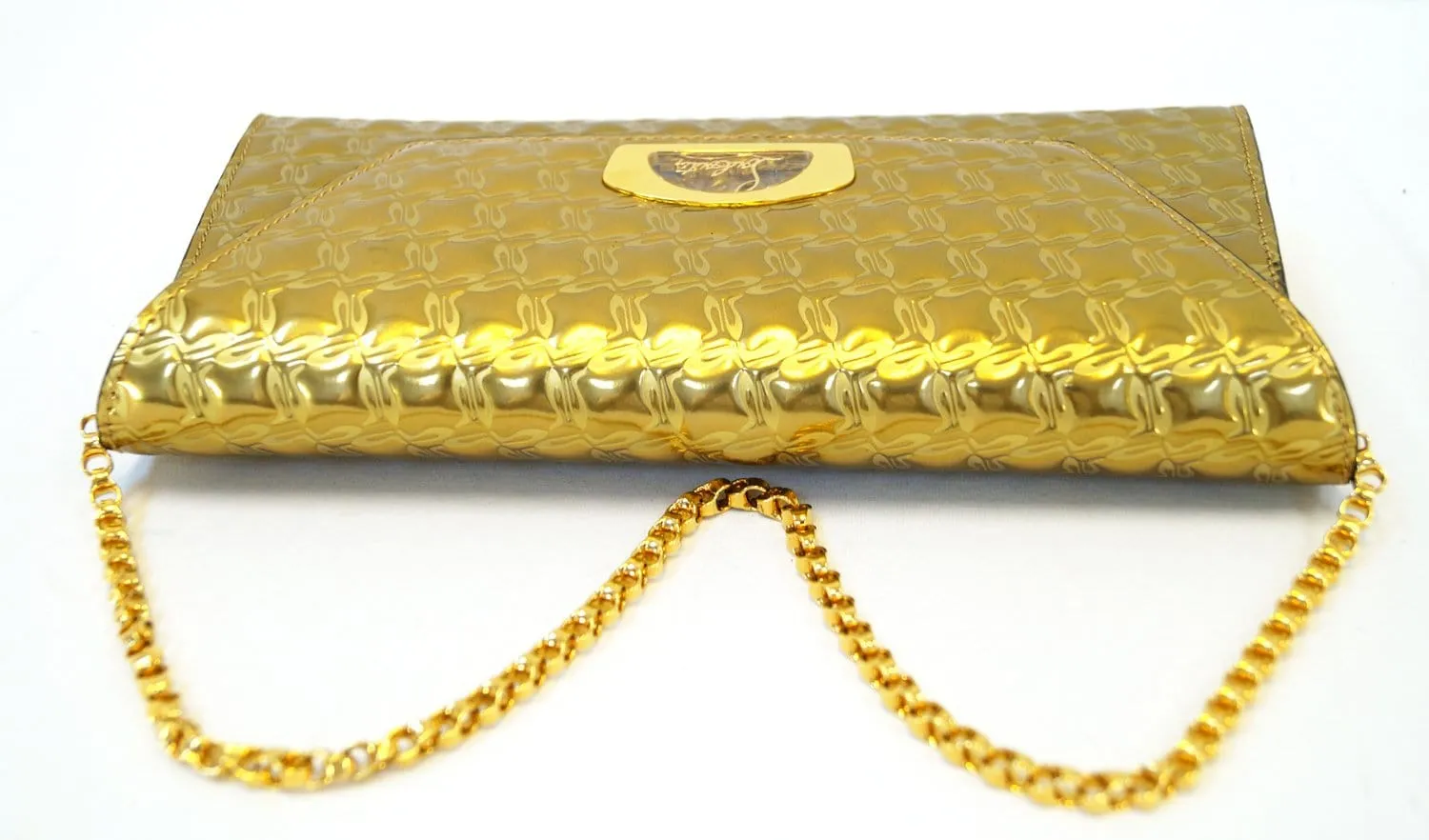 CHRISTIAN LOUBOUTIN Vero Dodat Gold Quilted Clutch Shoulder Bag