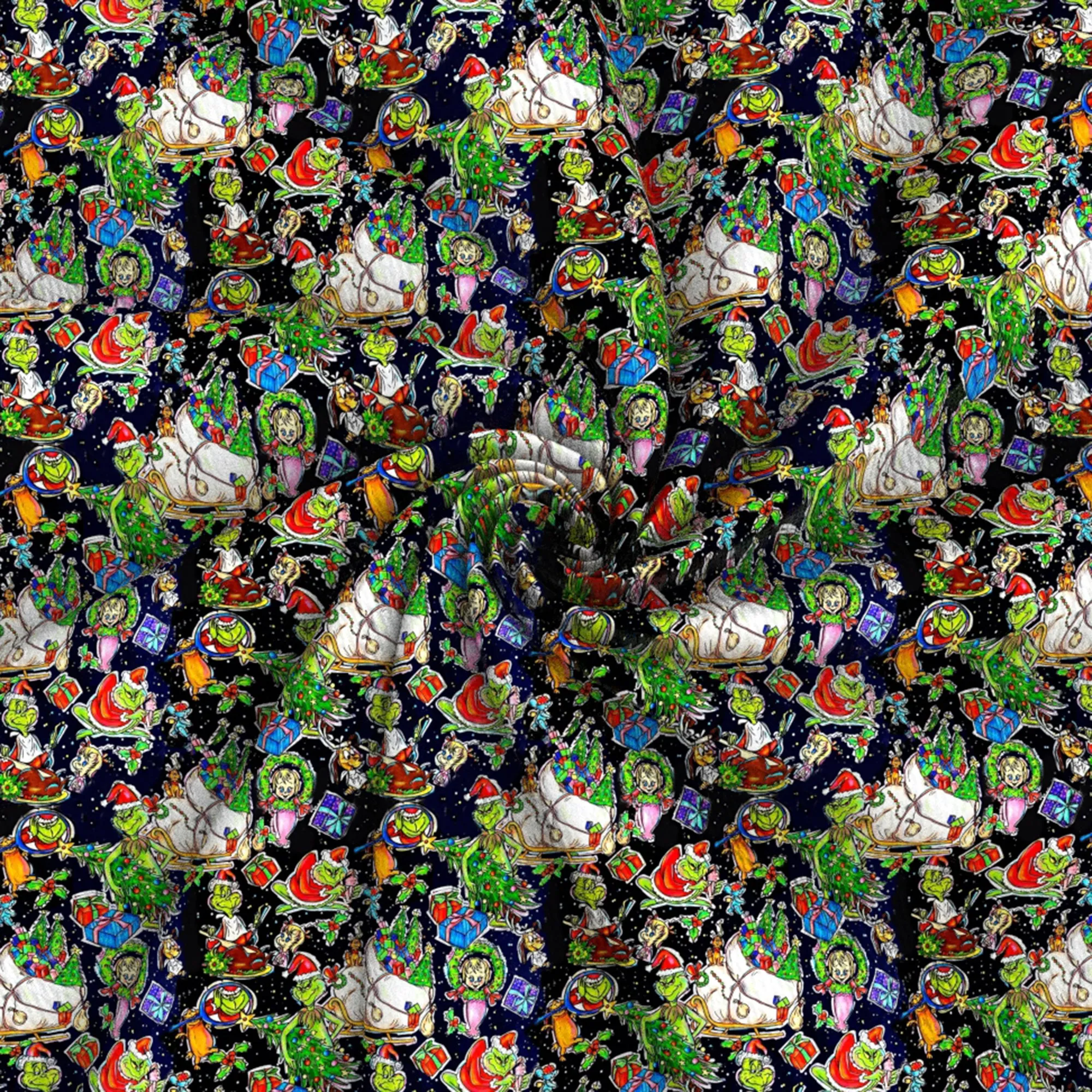 christmas day christmas tree dog puppy printed fabric