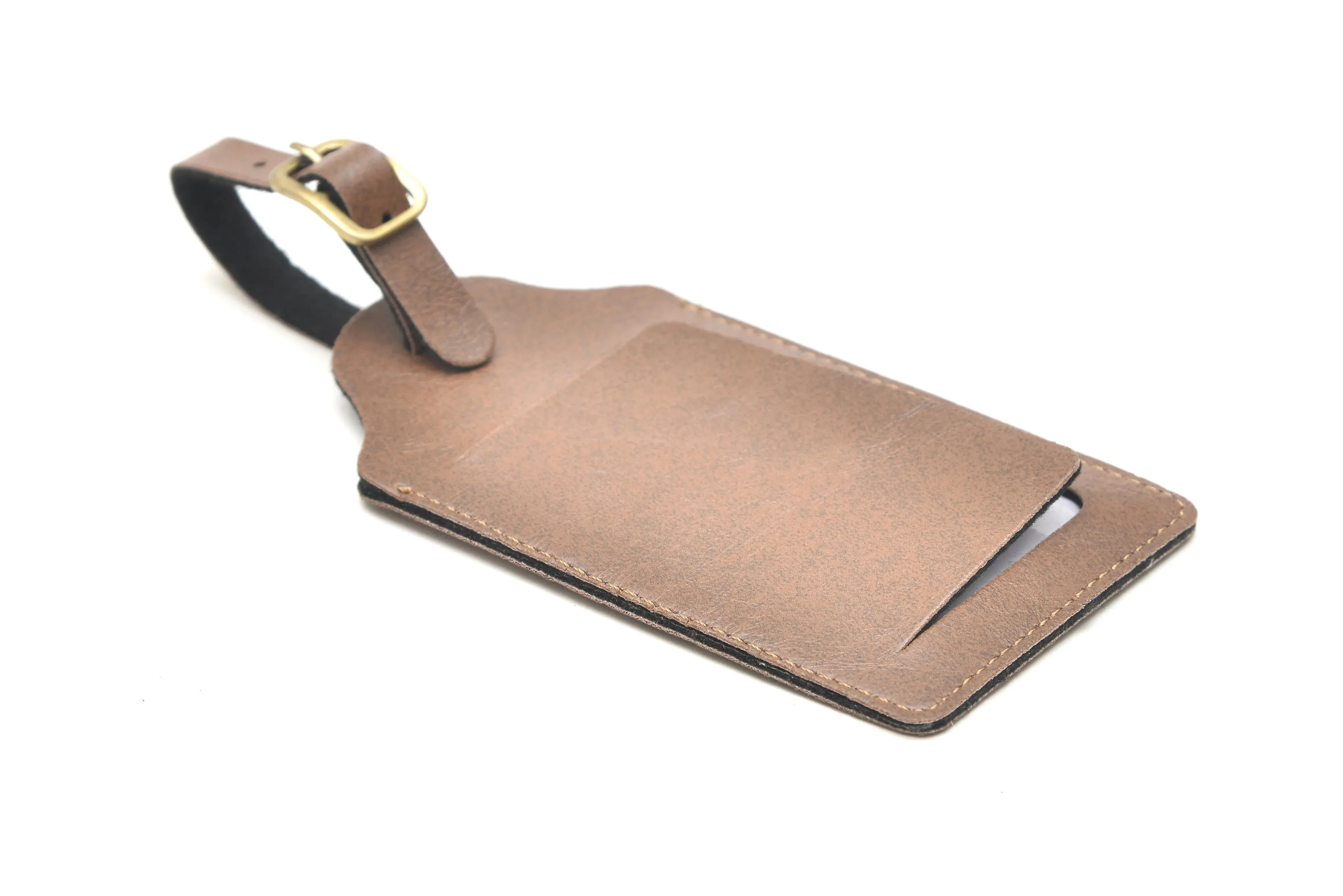Classy Leather Customized Luggage Tag (Brown)