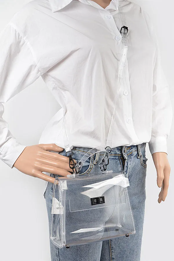 Clear Handle Clutch- Clear/Black
