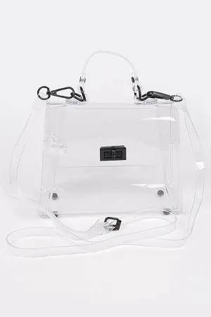 Clear Handle Clutch- Clear/Black