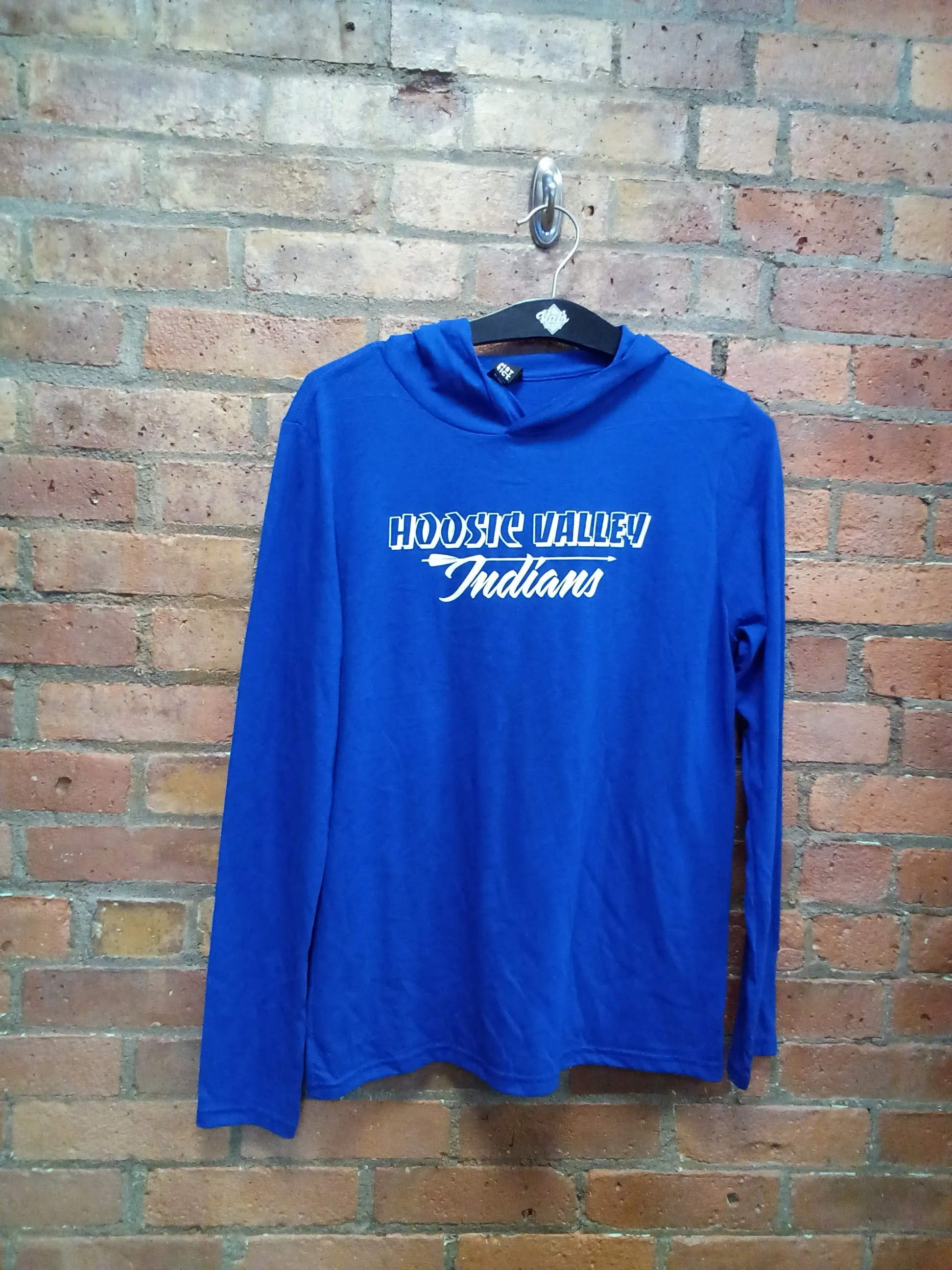 CLEARANCE - Hoosic Valley Indians Youth Hooded Long Sleeved Shirt - Size Youth XL