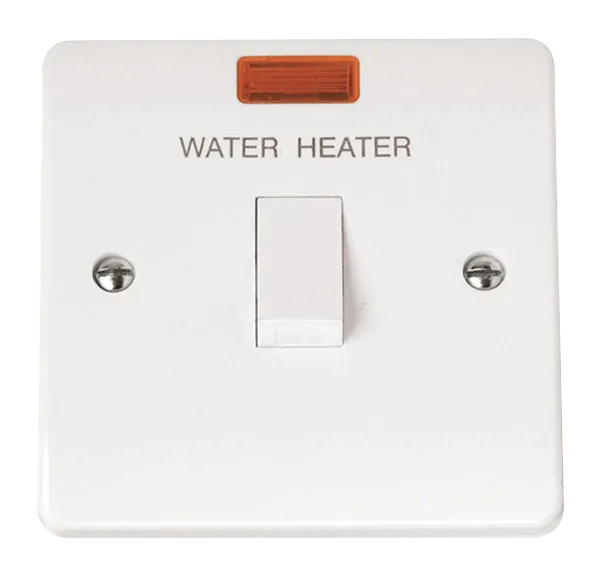 Click Mode CMA042 White Moulded 20A DP ‘Water Heater’ Switch   Neon