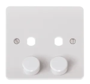 Click Mode CMA146PL White Moulded 2G Unfurnished Dimmer Plate & Knobs (800W Max) - 2 Apertures