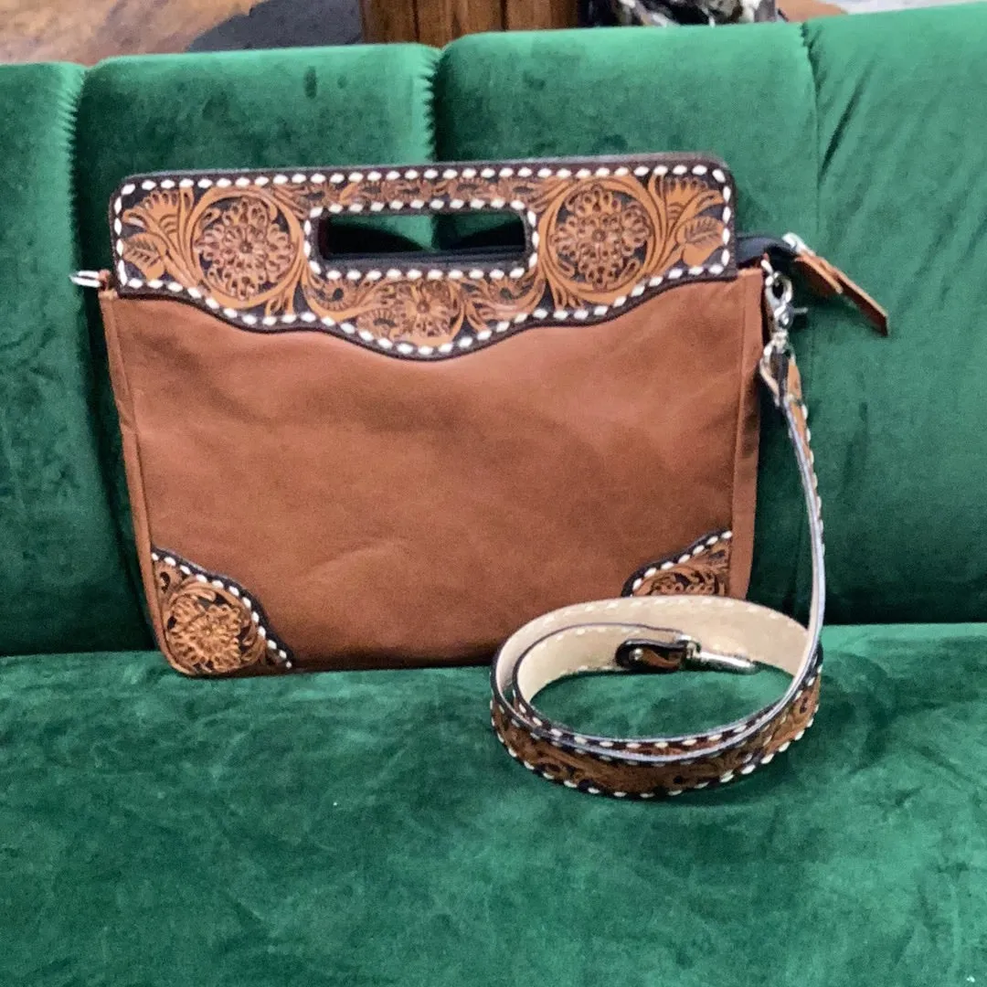Clutch/Crossbody Floral Carved Corner Patches
