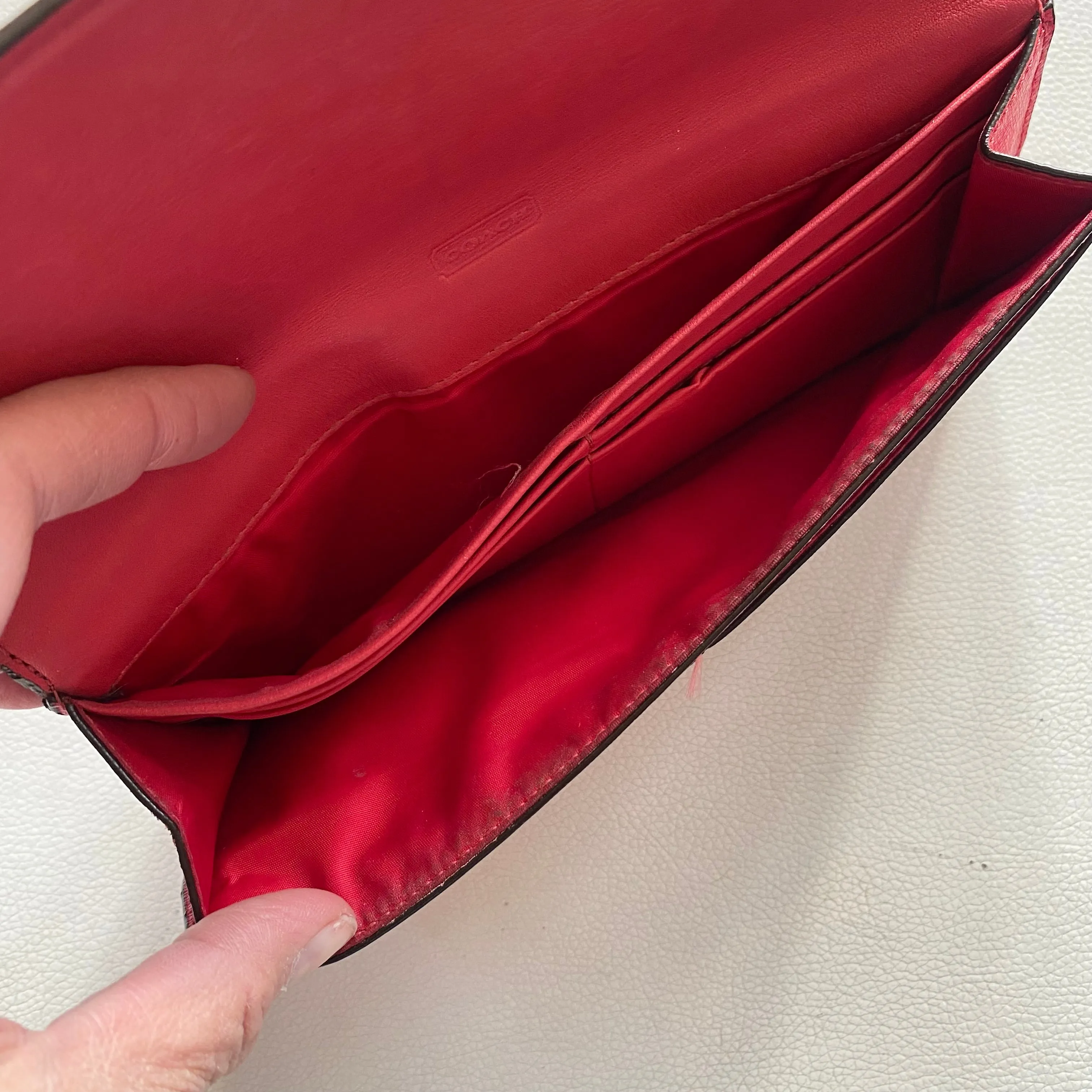 COACH Saffiano Leather Companion Wallet Red